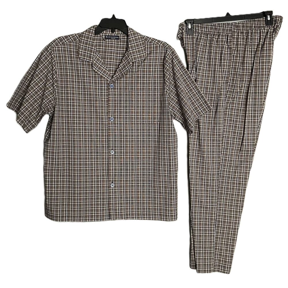 Hart Schaffner Marx NWT Plaid Pajama Set L 100% Cotton $99.50